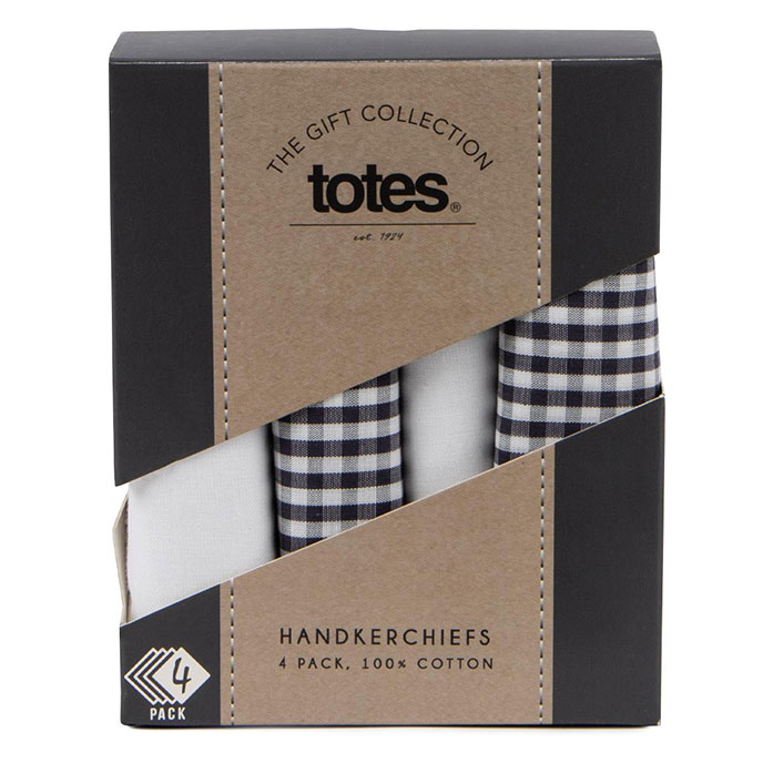 totes Mens Cotton Handkerchief Gift Set (4 Pack) Multi Extra Image 1